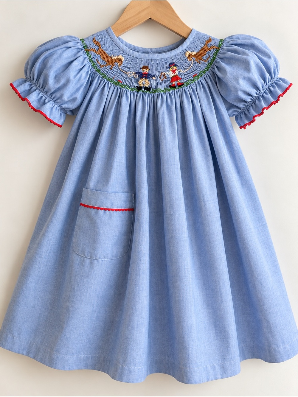 Amanda Remembered 4T Smocked Horse Cowgirl Cowboy Smock embroidered dress! HTF